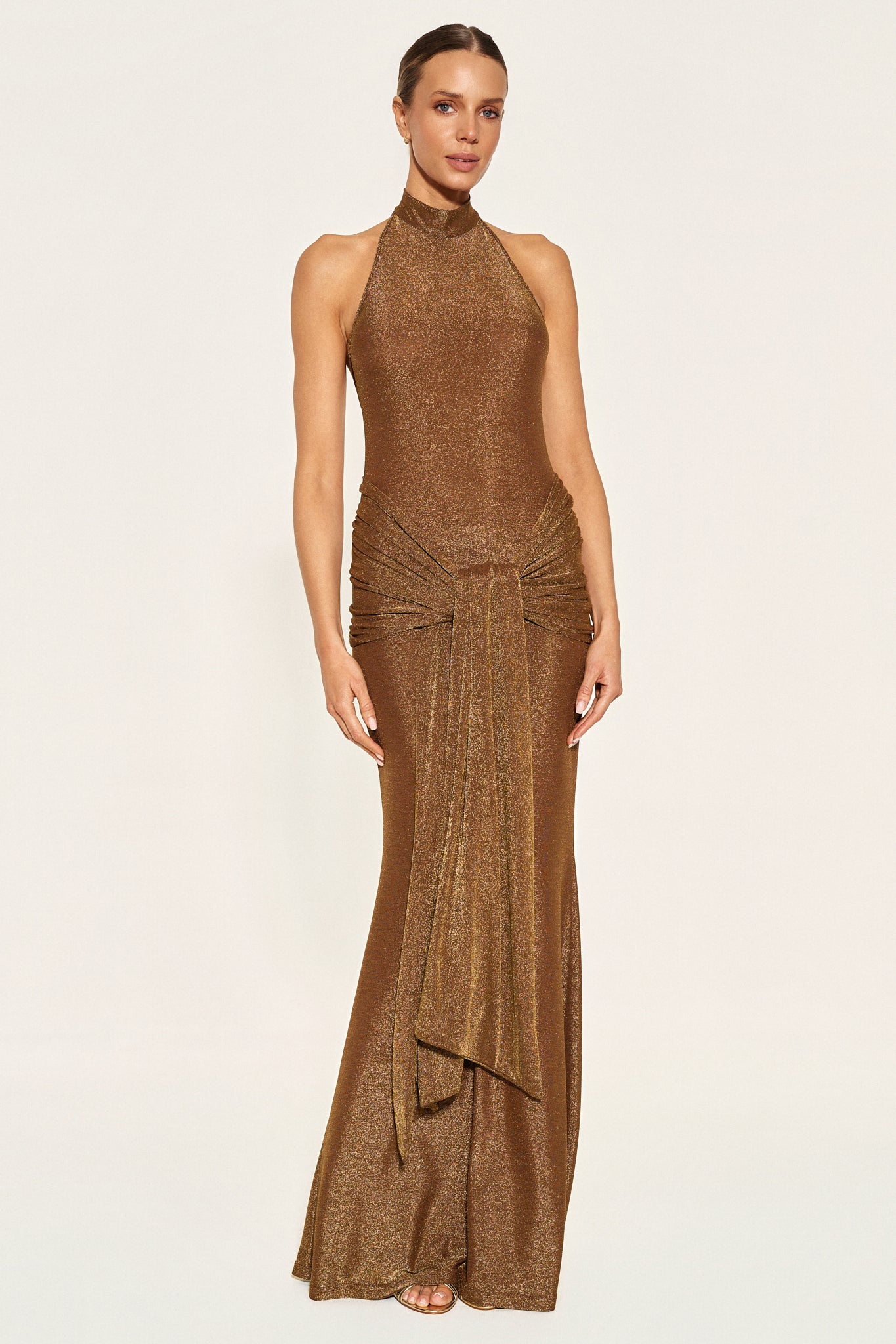 - SPARKLE MAXI DRESS - BROWN