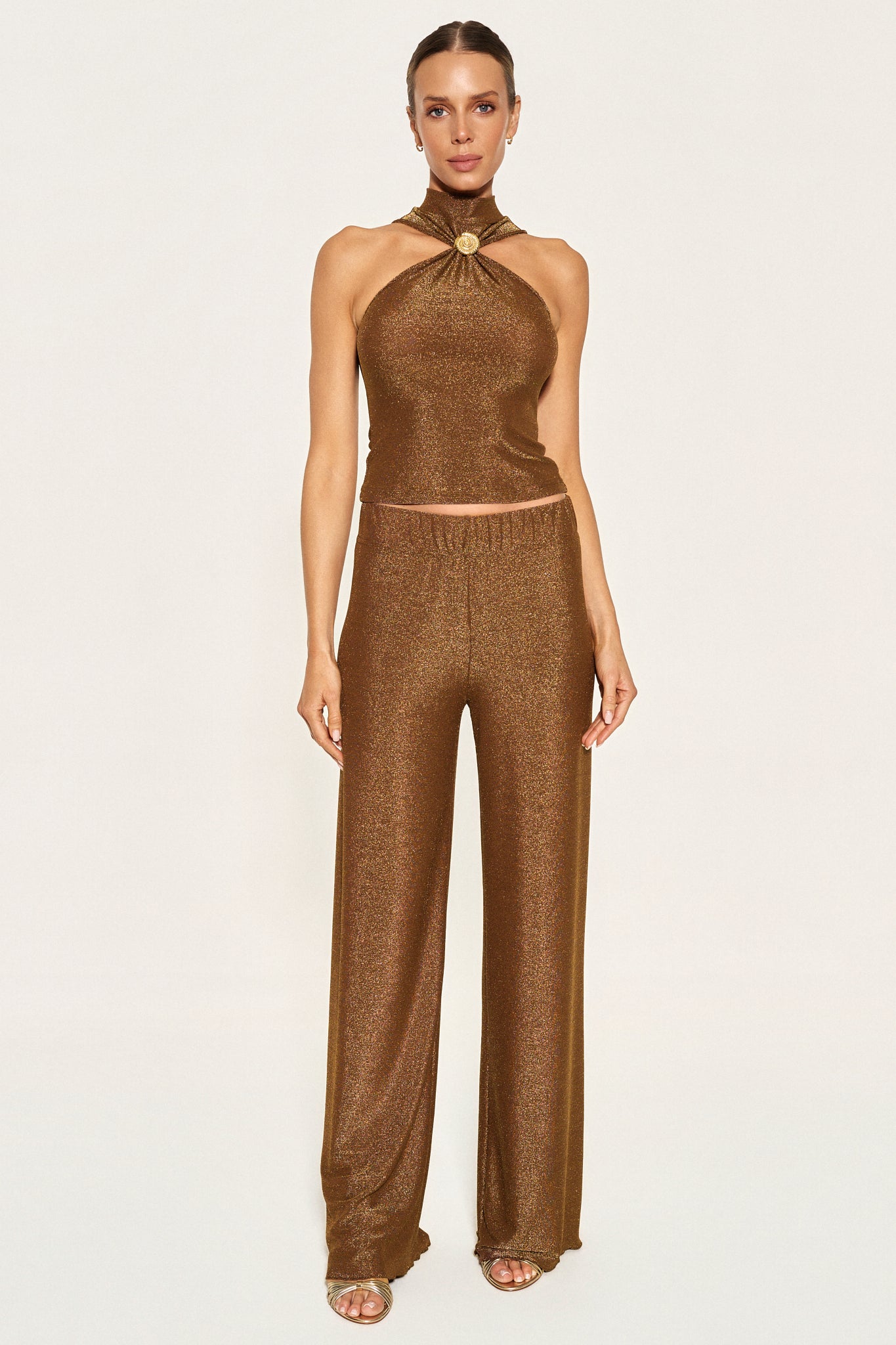 - SPARKLE TROUSERS - BROWN