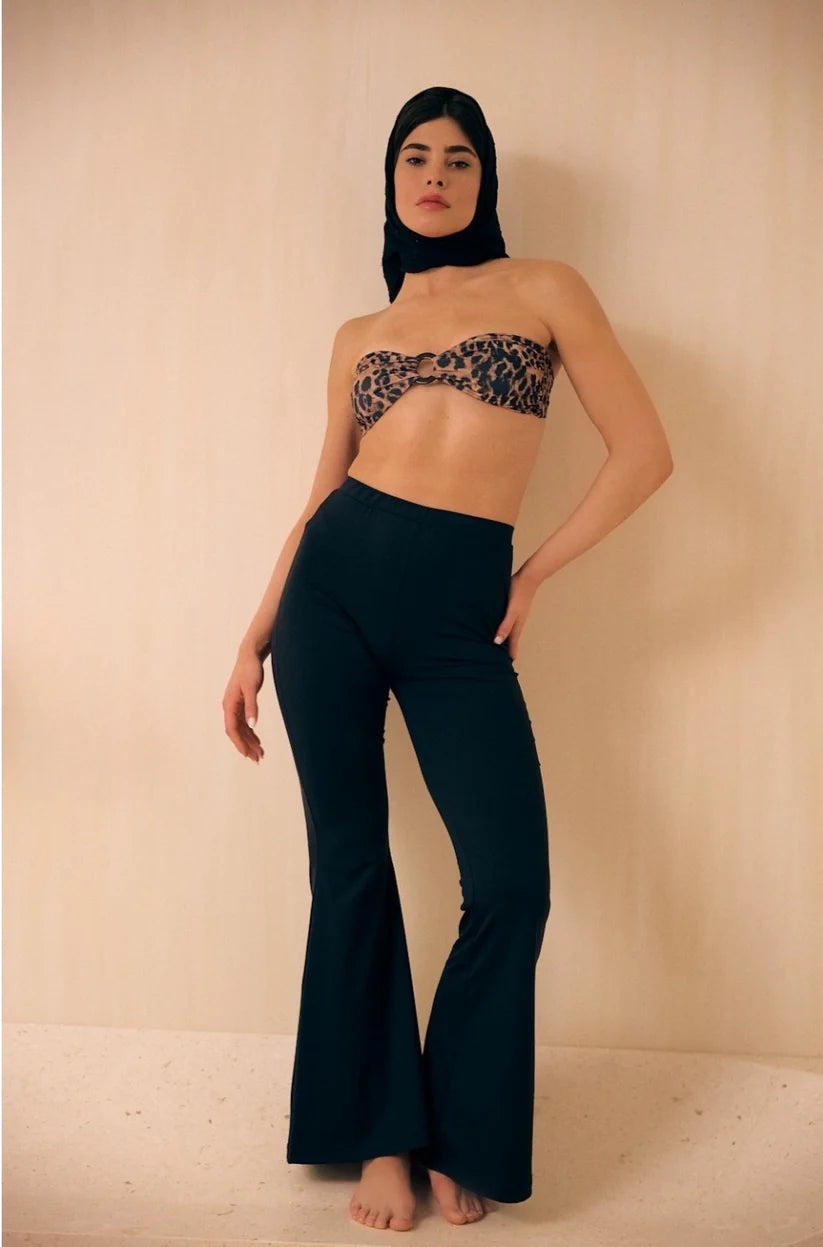 FLARE TROUSERS -BLACK-