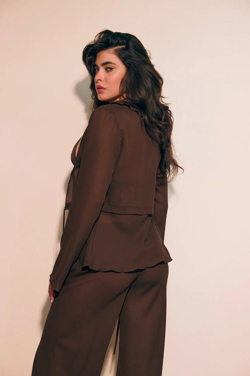 BROWN - FLORENCE BLOUSE-